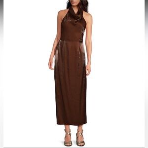 NWT Gianni Bini
Dorinda Bonded Lame Mock Neck Sleeveless Sheath Maxi Dress
